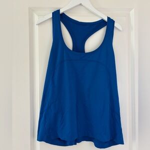 Blue Swiftly Tech Racerback Tank Waist Length